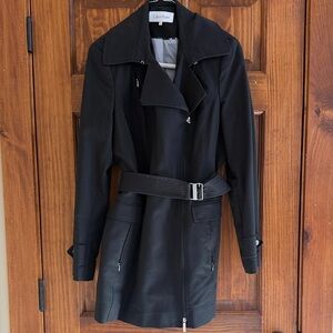 Calvin Klein Black Belted Trench Coat